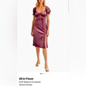 NWT Nordstrom’s All in favor Velvet Dress with side slit